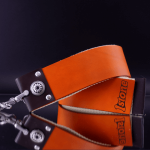 Ceinture Strop teintée avec Canevas - Fait Main en France par 1Stone - Cuir d'Affilage pour Coupe Choux et Couteau